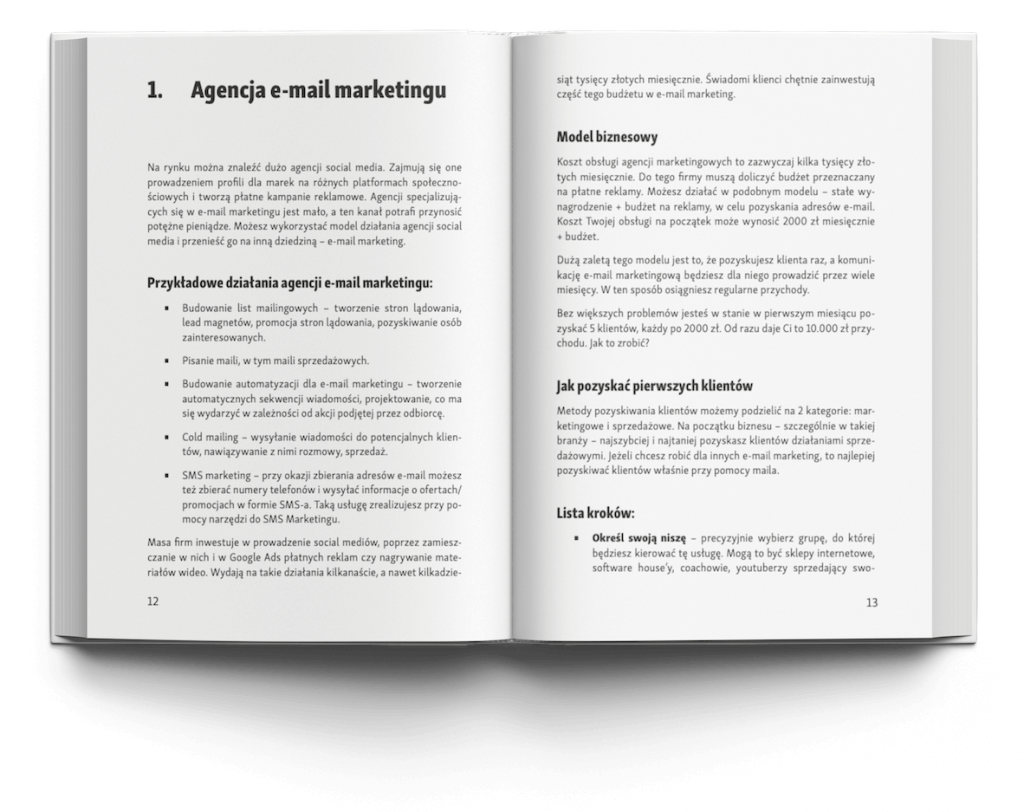 Książka 100 Pomysłów Na Biznes Otwarta - przykładowa treść książki